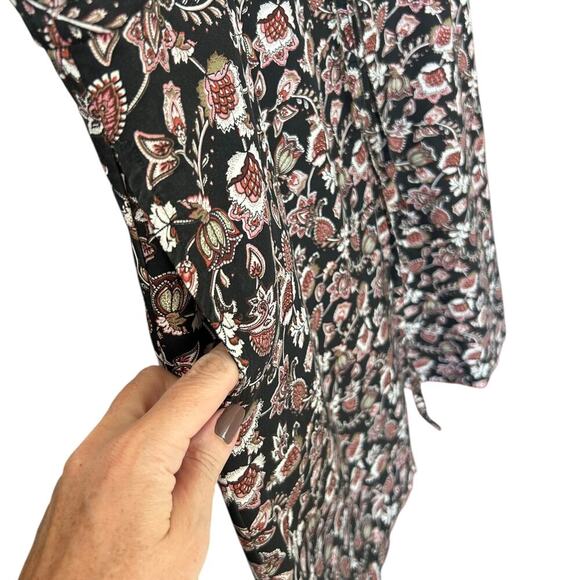 Lands' End Paisley Floral Short Sleeve Button Front Midi Dress Size Large 14/16 - Picture 4 of 7